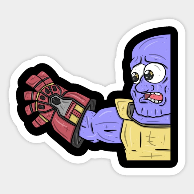 Thanos Empty Infinity Gauntlet Sticker by surfinggiraffecomics